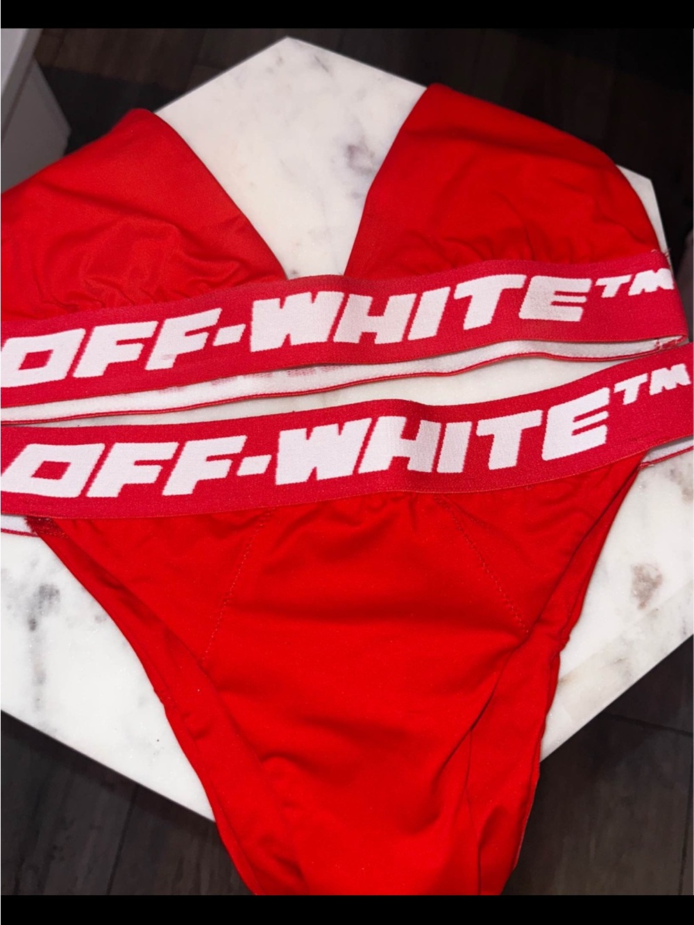 Off-White Red Women’s Branded Bikini Set